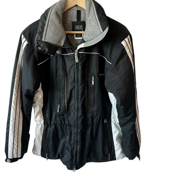 Nils Black/White Inset Detail Ski Jacket Sz 10 - Picture 1 of 8